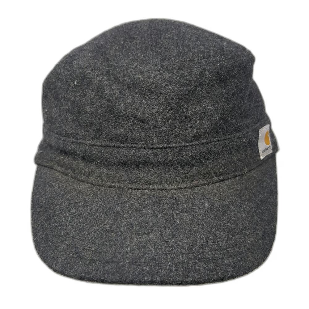 Carhartt Army Cap Gray One Size Wool Blend Hat Strapback Side Logo Grommet Vents